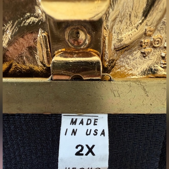 VTG Day L’or Elegant Black Gold Women's Stretchable Belt Made USA Size 2X - Picture 6 of 6